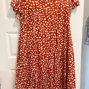 Orange and White Polka Dot Dress